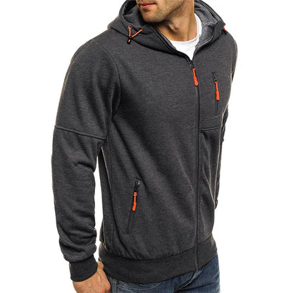 Erik – slim fit zip hoodie with ribbed cuffs and zippered pocket
