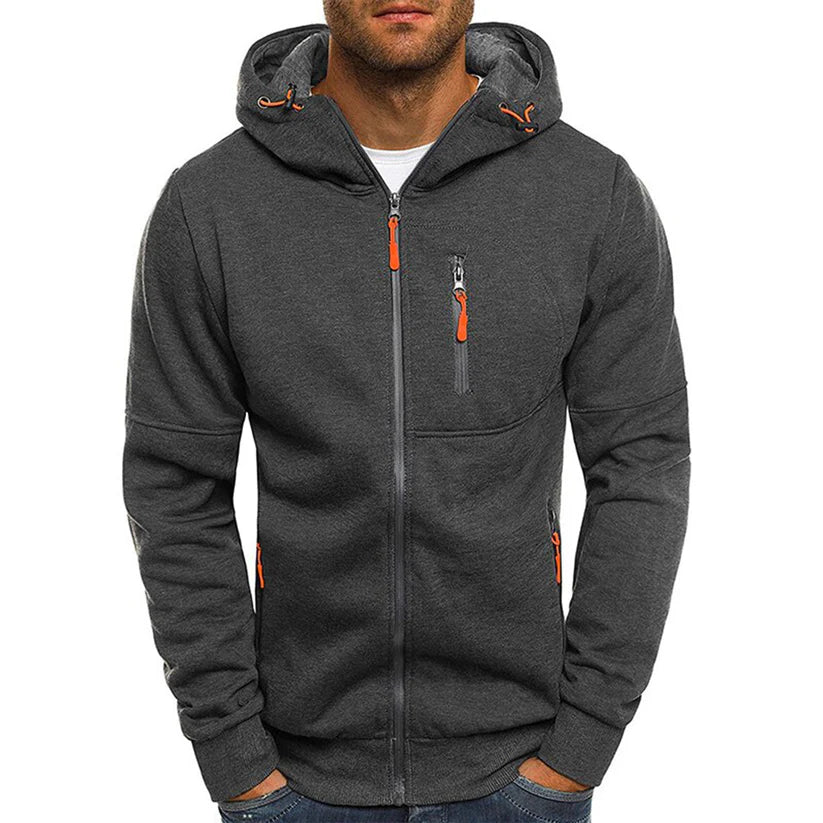 Erik – slim fit zip hoodie with ribbed cuffs and zippered pocket