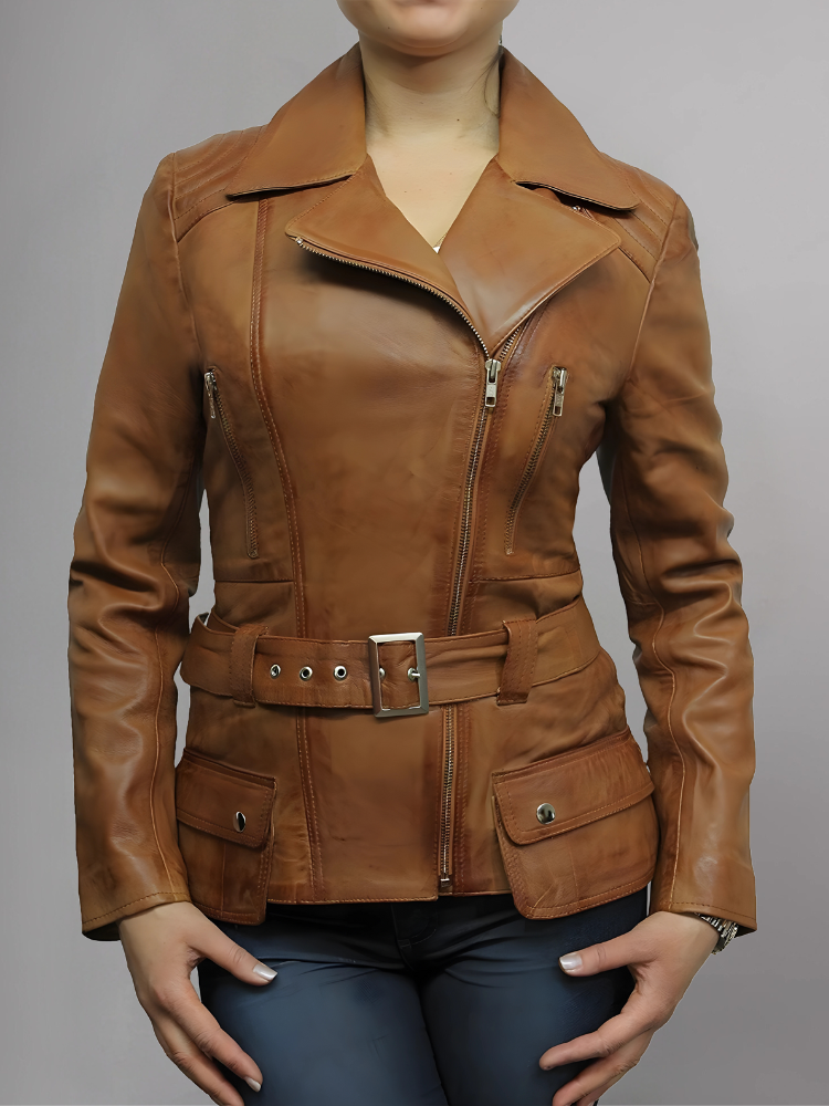 Elektra Classic Quilted Fashion Biker Casual Stylish Women Leather Jacket