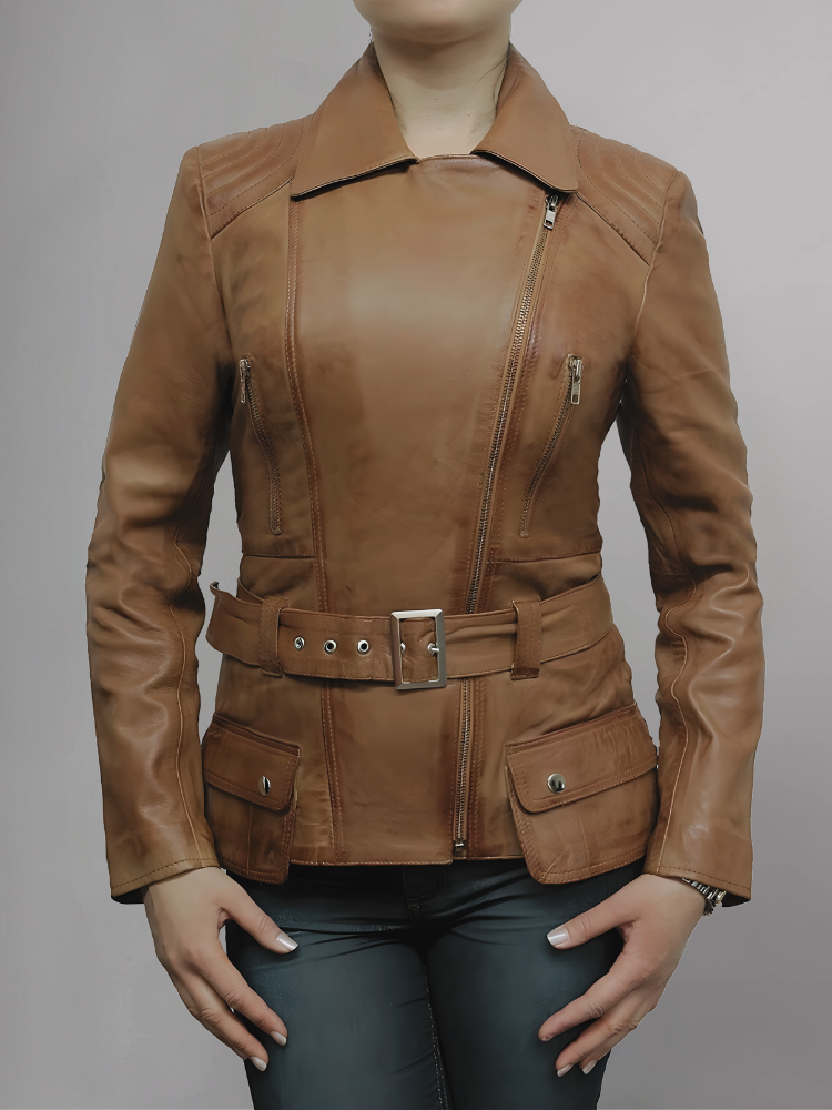 Elektra Classic Quilted Fashion Biker Casual Stylish Women Leather Jacket