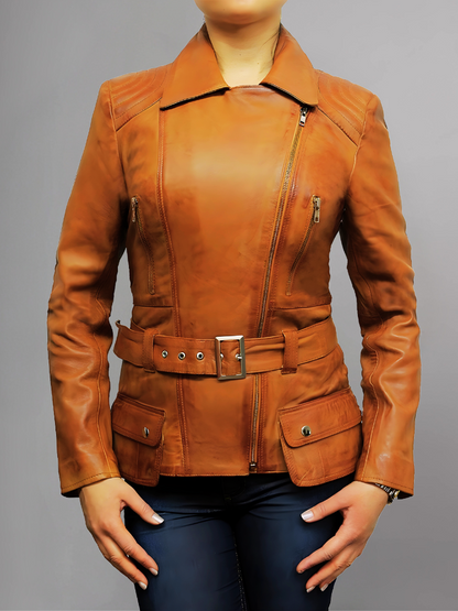 Elektra Classic Quilted Fashion Biker Casual Stylish Women Leather Jacket