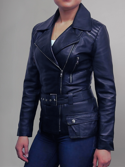 Elektra Classic Quilted Fashion Biker Casual Stylish Women Leather Jacket