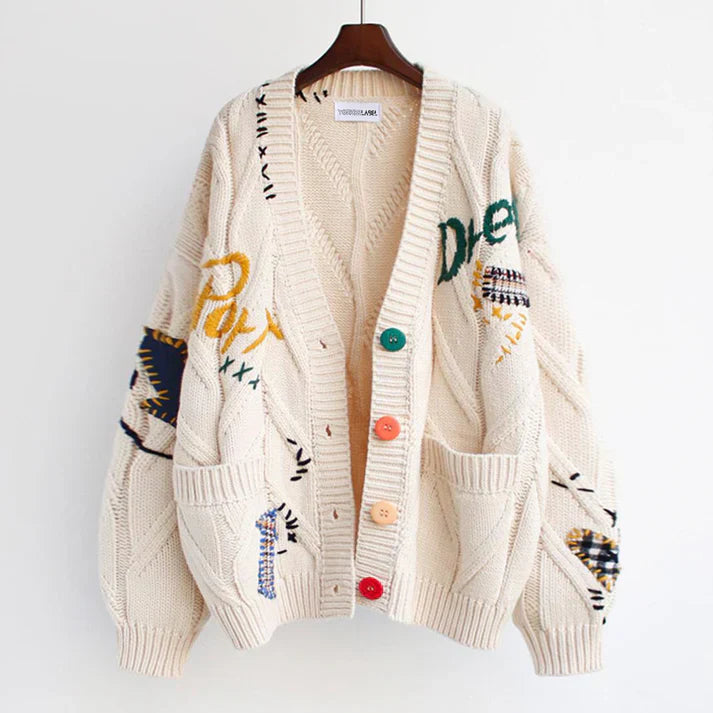 Ella - cardigan with patchwork accents