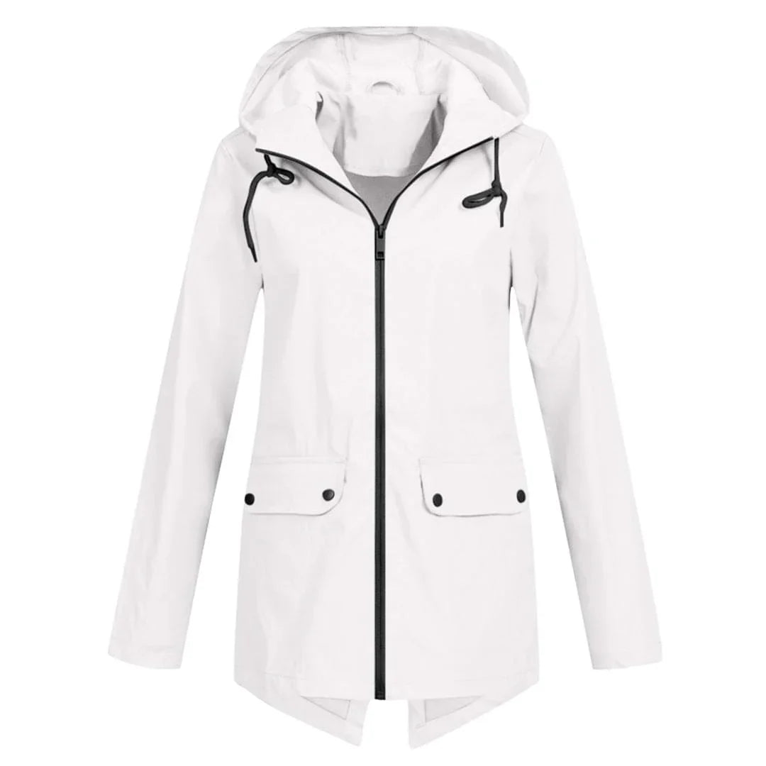 Women's long rain jacket with hood – extra length for reliable protection