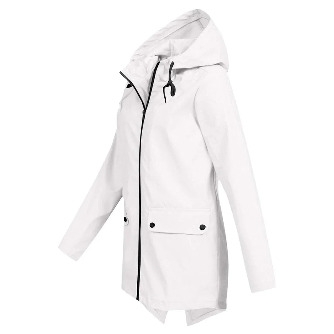 Women's long rain jacket with hood – extra length for reliable protection