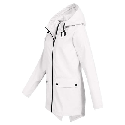 Women's long rain jacket with hood – extra length for reliable protection