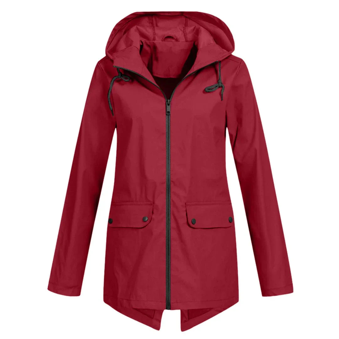 Women's long rain jacket with hood – extra length for reliable protection