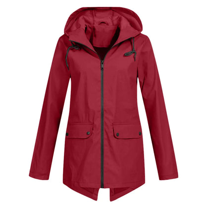 Women's long rain jacket with hood – extra length for reliable protection