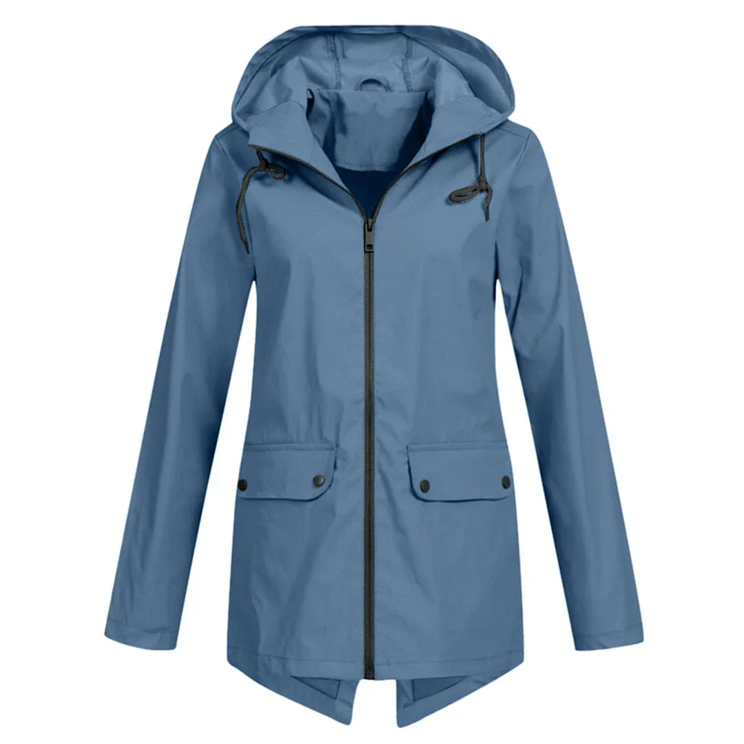 Women's long rain jacket with hood – extra length for reliable protection
