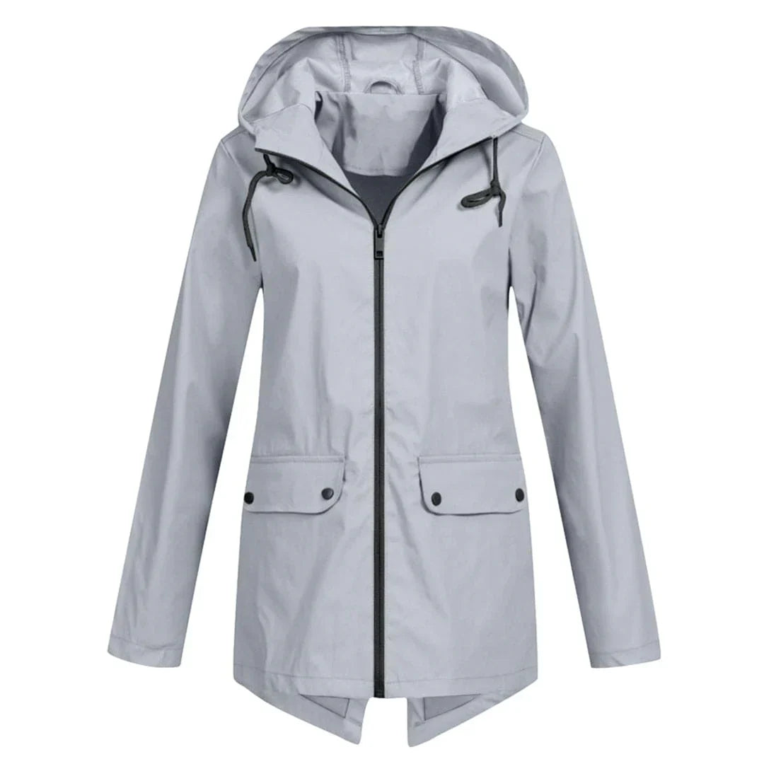 Women's long rain jacket with hood – extra length for reliable protection