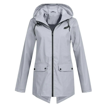 Women's long rain jacket with hood – extra length for reliable protection
