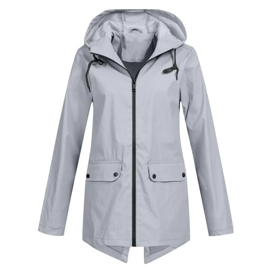 Women's long rain jacket with hood – extra length for reliable protection