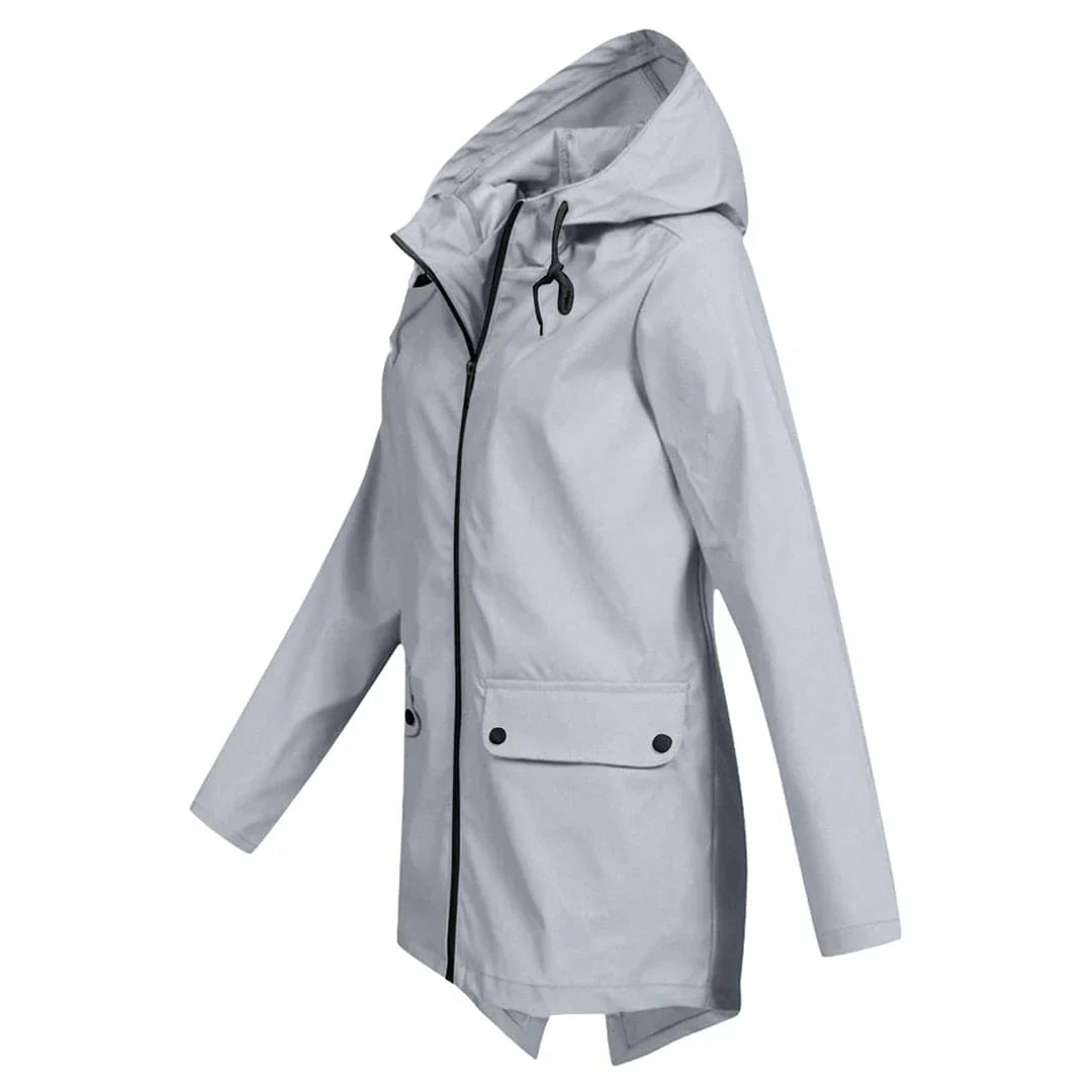 Women's long rain jacket with hood – extra length for reliable protection