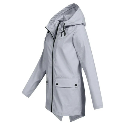 Women's long rain jacket with hood – extra length for reliable protection