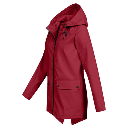 Women's long rain jacket with hood – extra length for reliable protection