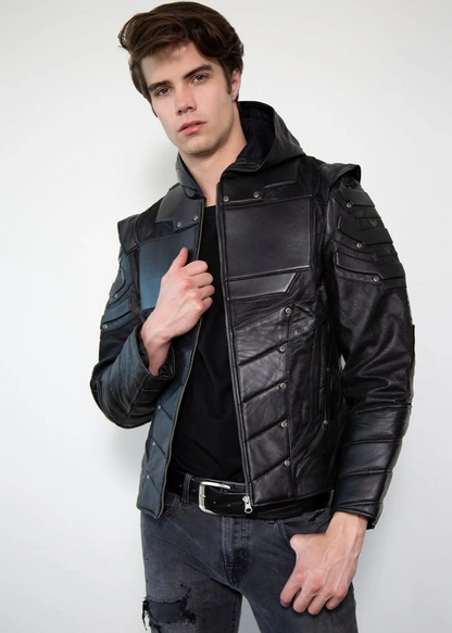 Forest Green Armor Leather Jacket