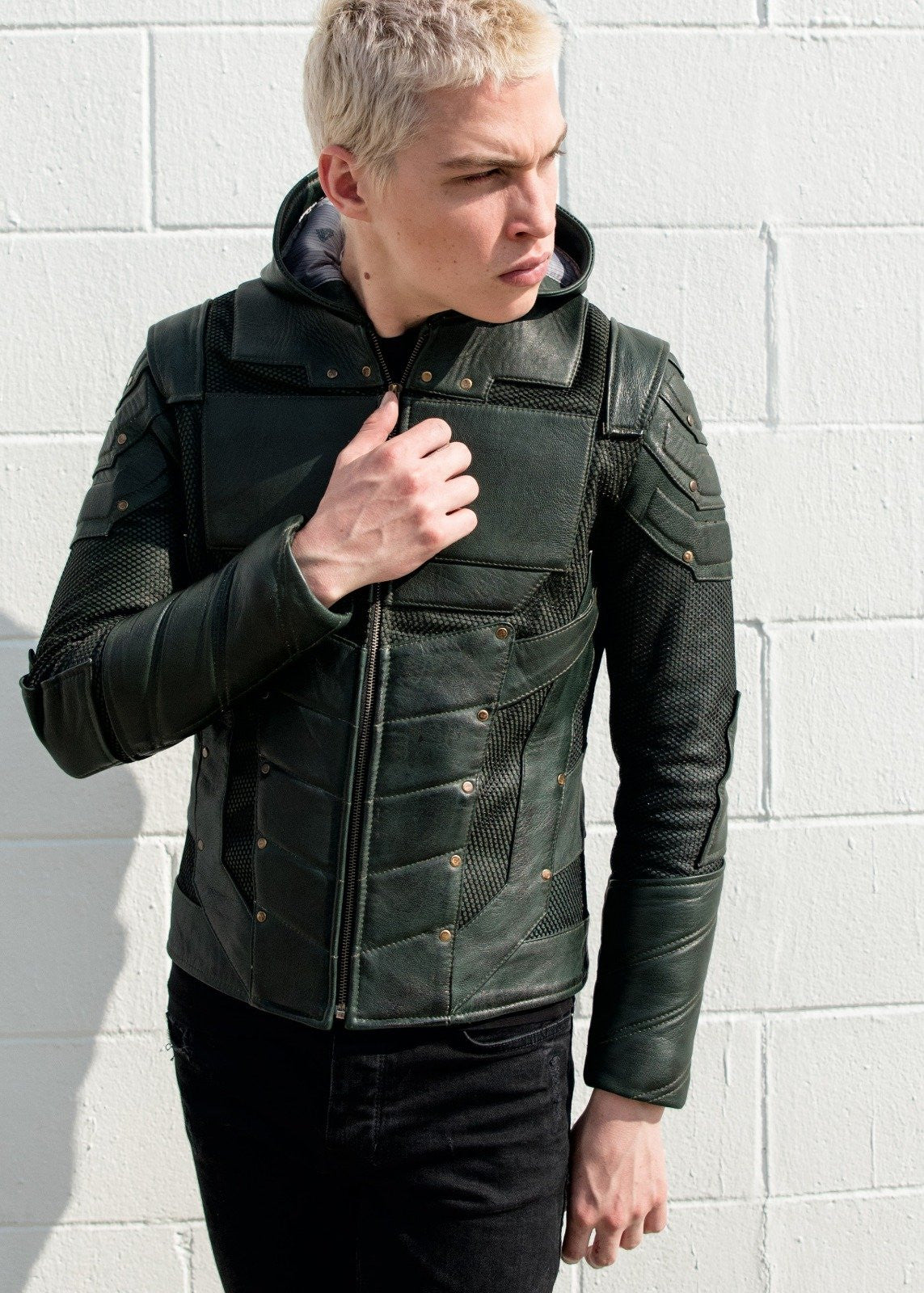 Forest Green Armor Leather Jacket