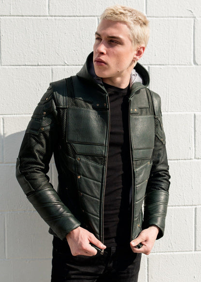 Forest Green Armor Leather Jacket