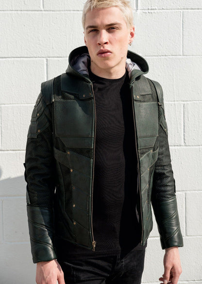 Forest Green Armor Leather Jacket