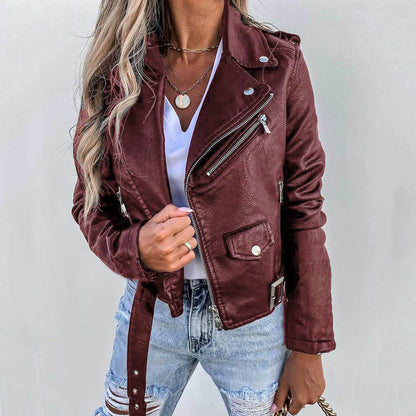 Short casual front-zip jacket – women