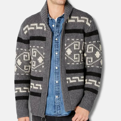 Simon – wool cardigan with shawl collar and zipper