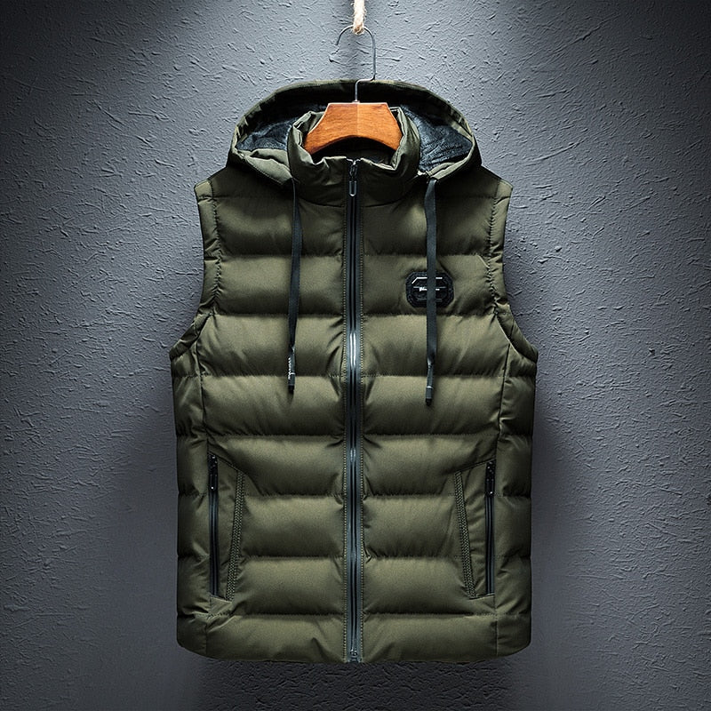 Quilted hooded vest for men
