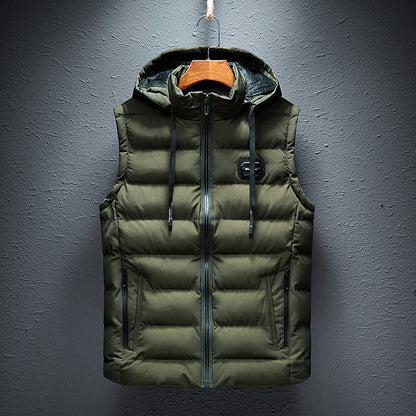 Quilted hooded vest for men