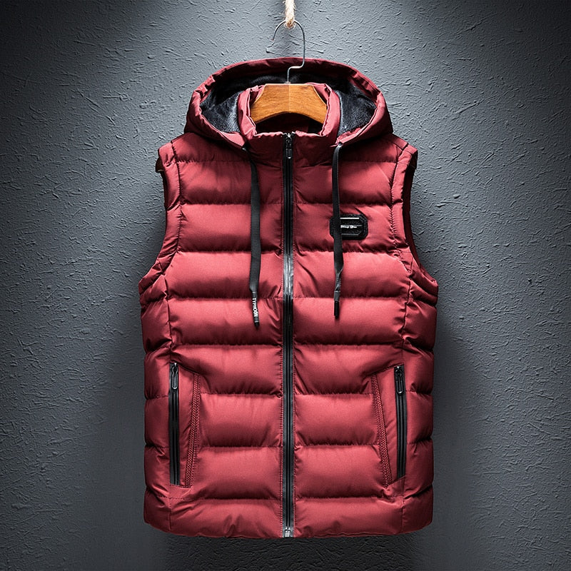 Quilted hooded vest for men