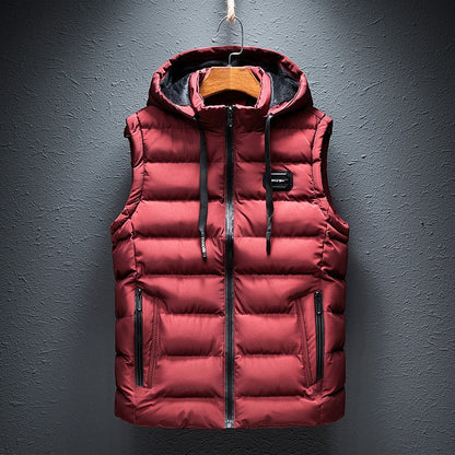 Quilted hooded vest for men