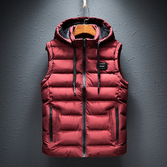 Quilted hooded vest for men