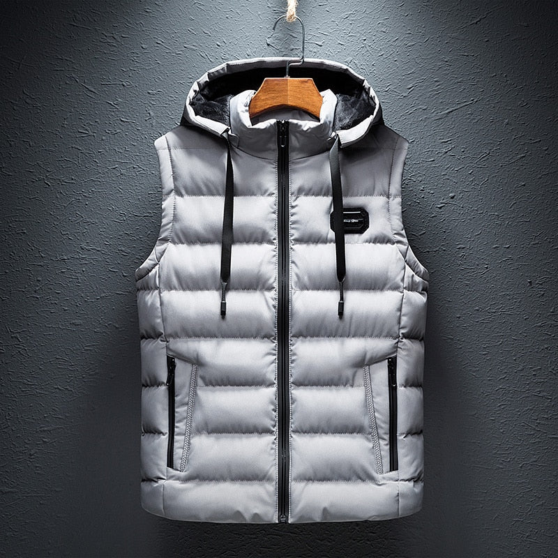 Quilted hooded vest for men