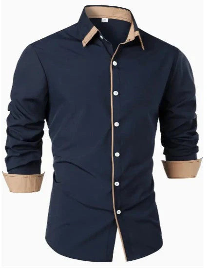Elegant long-sleeved shirt with contrasting collar – stylish for special occasions