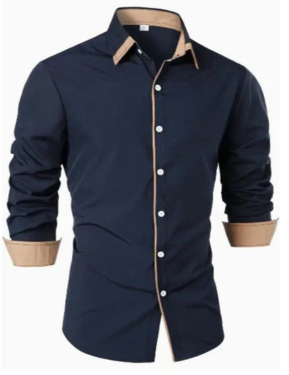 Elegant long-sleeved shirt with contrasting collar – stylish for special occasions