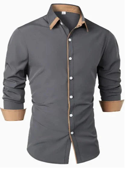 Elegant long-sleeved shirt with contrasting collar – stylish for special occasions
