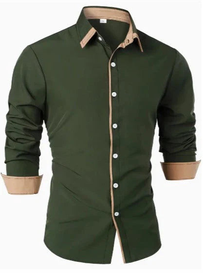 Elegant long-sleeved shirt with contrasting collar – stylish for special occasions