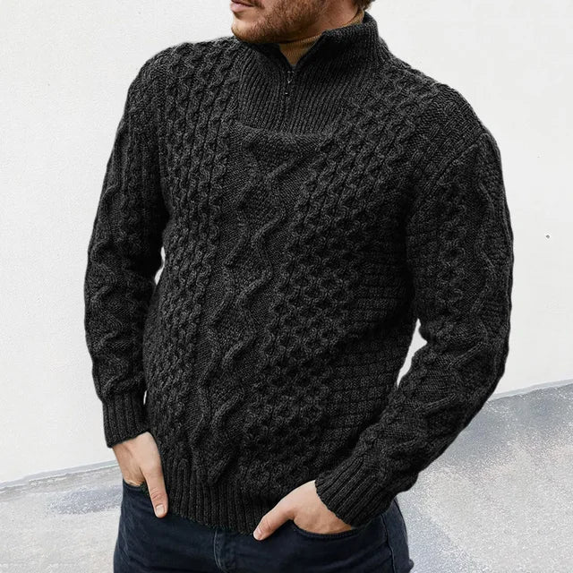 Textured warm half-zip sweater – men