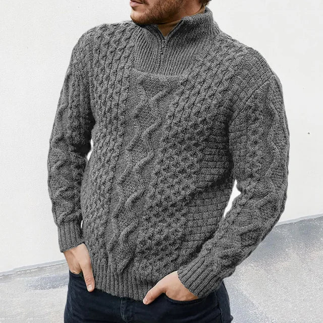 Textured warm half-zip sweater – men