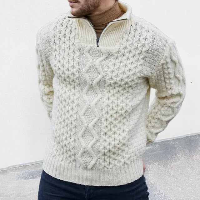 Textured warm half-zip sweater – men