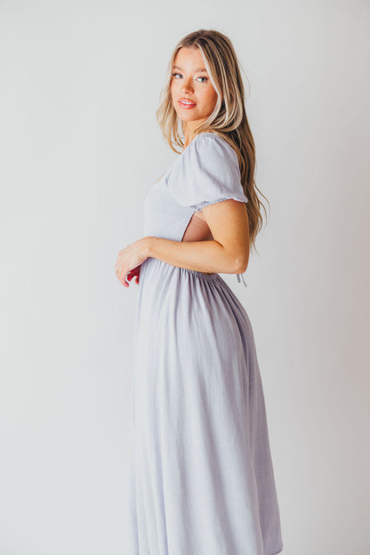 August Open Back Midi Dress in Morning Glory - Bump Friendly