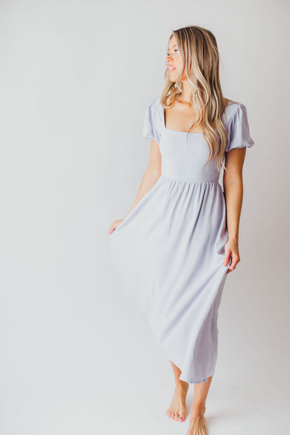 August Open Back Midi Dress in Morning Glory - Bump Friendly