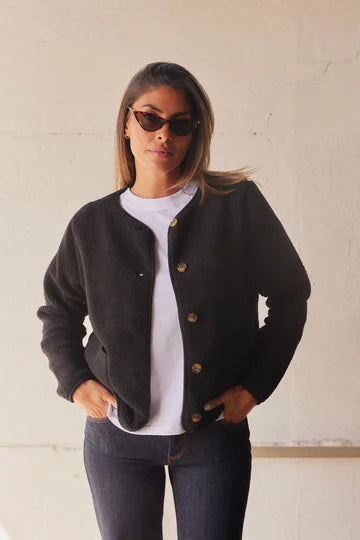 Ada teddy jacket in army style – women's