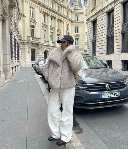 Macy faux fur coat – soft faux fur coat for cold days