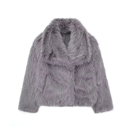 Macy faux fur coat – soft faux fur coat for cold days