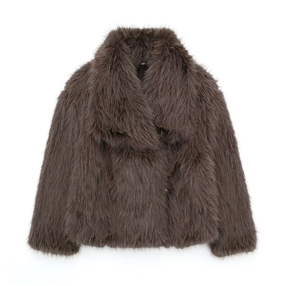 Macy faux fur coat – soft faux fur coat for cold days