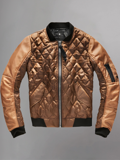 Jemma Simmons Agents Of Shield Brown Satin Quilted Bomber Jacket