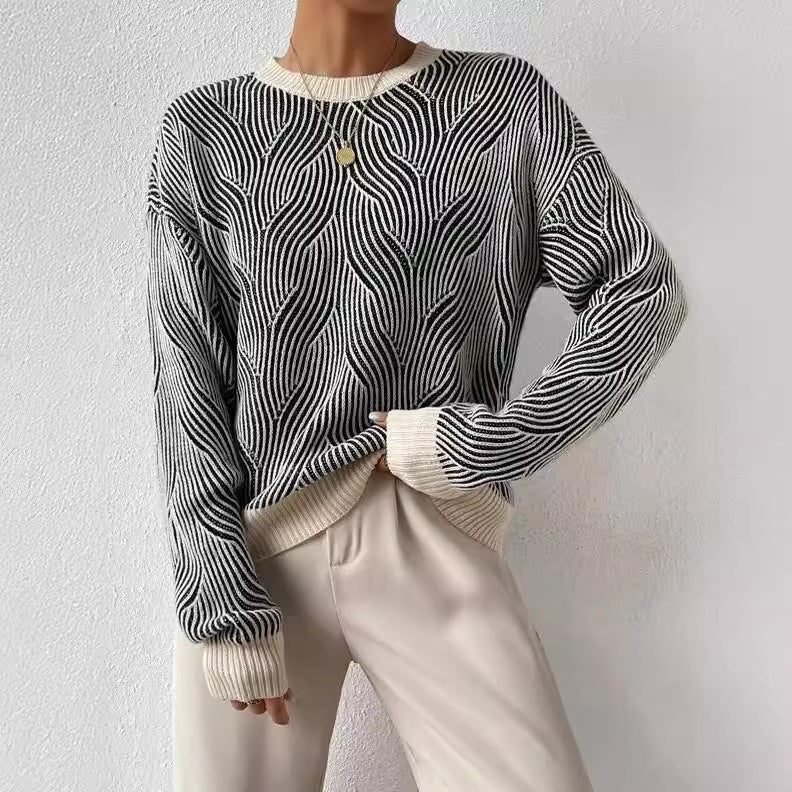 Modern abstract knit sweater – women