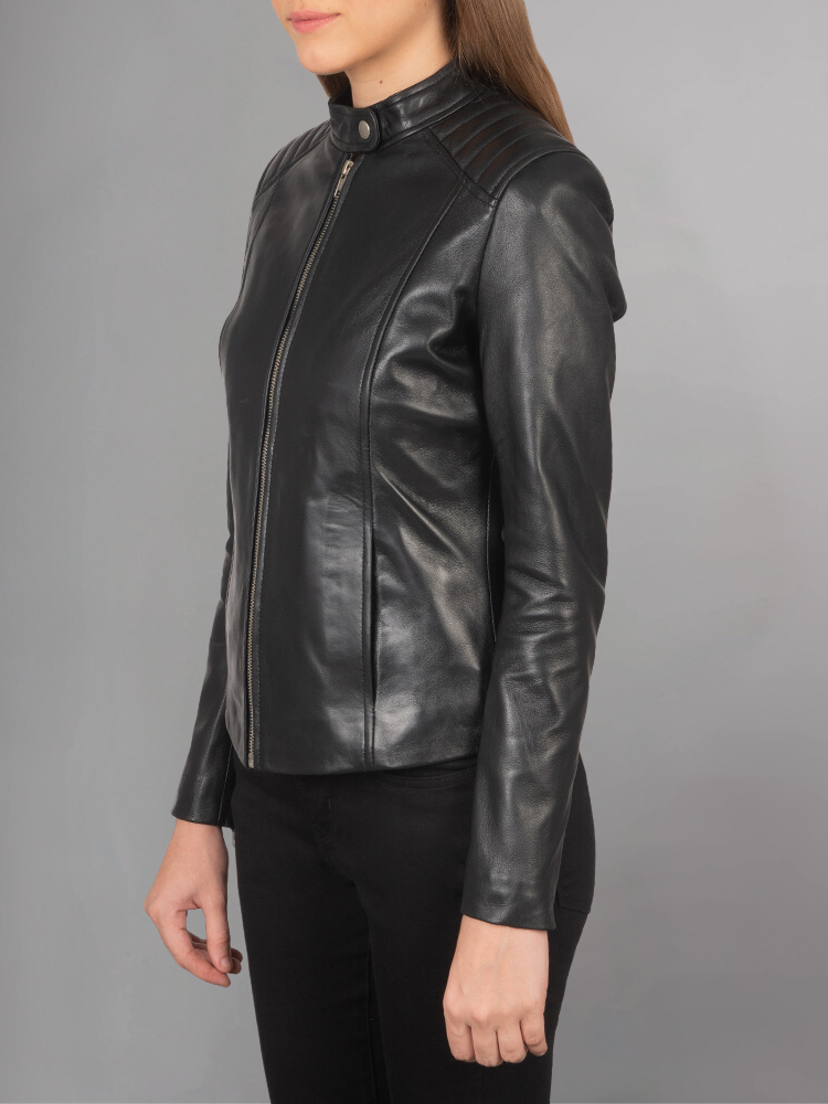 Kelsee Green Leather Biker Jacket