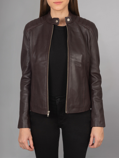 Kelsee Green Leather Biker Jacket