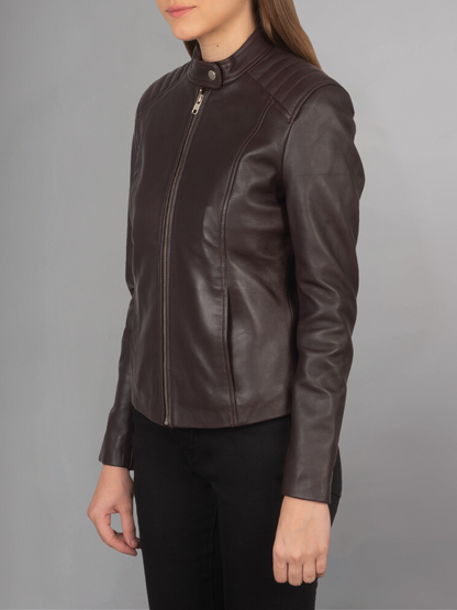 Kelsee Green Leather Biker Jacket