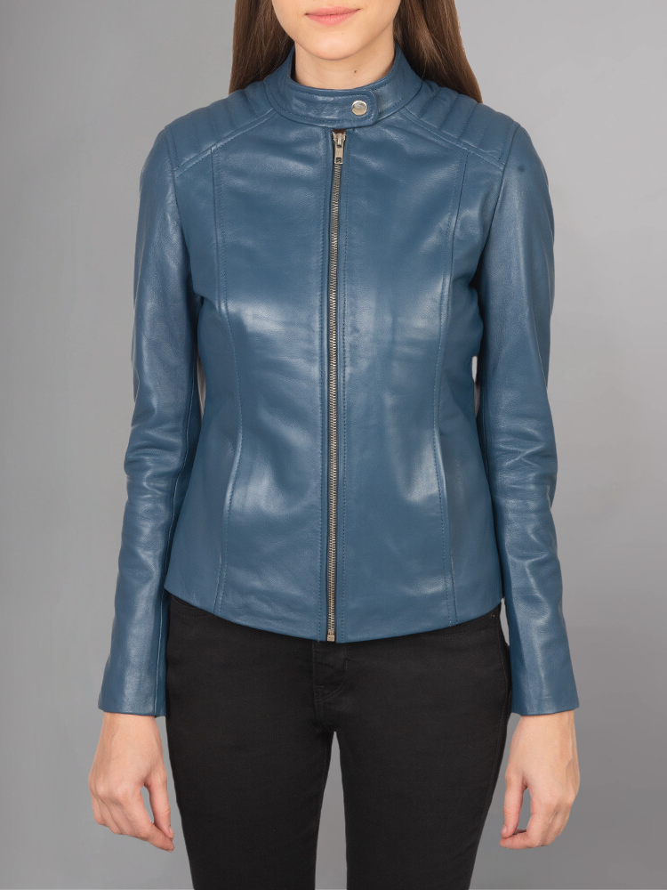 Kelsee Green Leather Biker Jacket